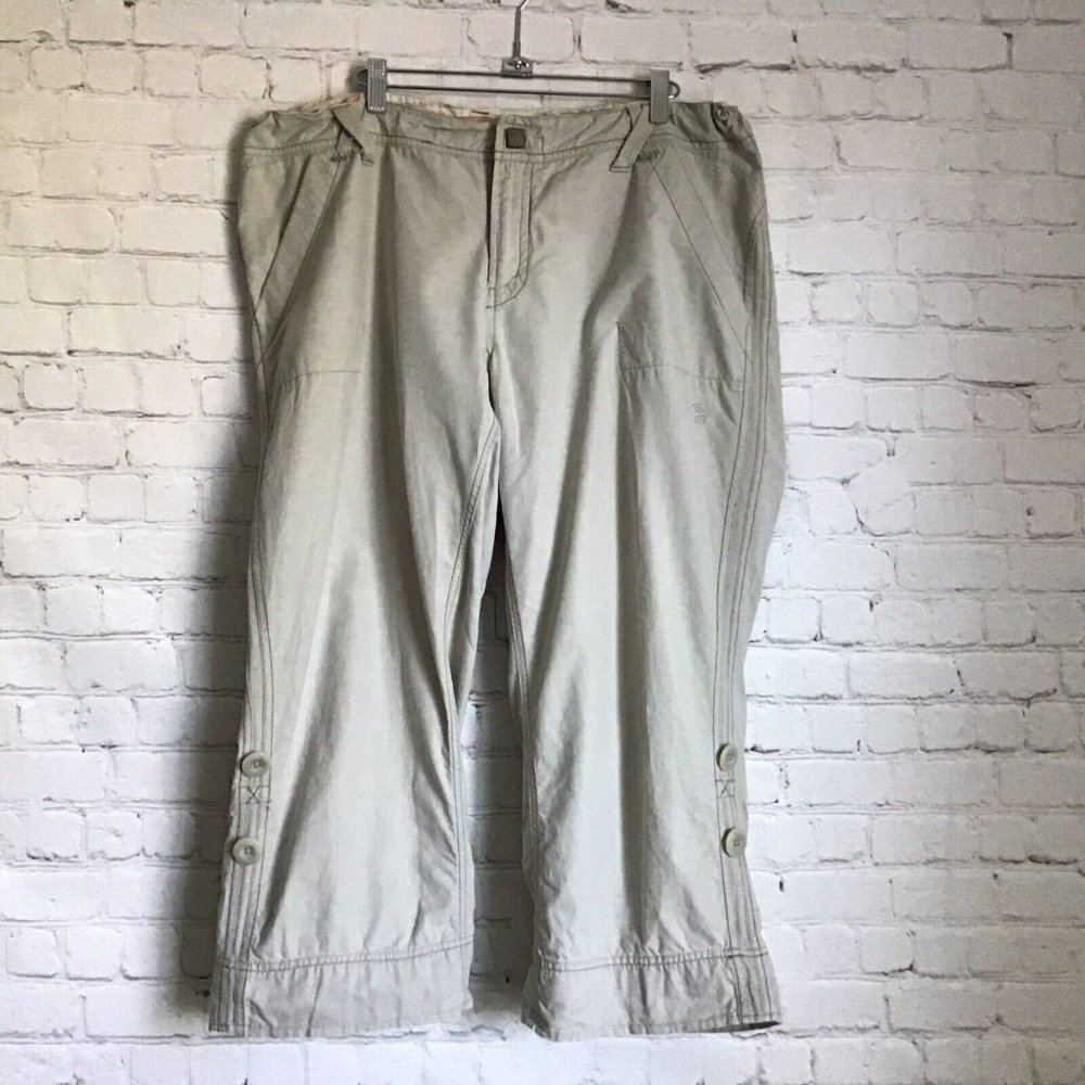 Mountain Hardwear Hemp Chinos Pants 16 Tan Roll Up Adjustable Waist Cropped